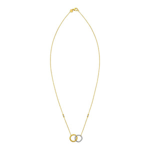 14K Two Tone Gold Interlocking Circle Necklace