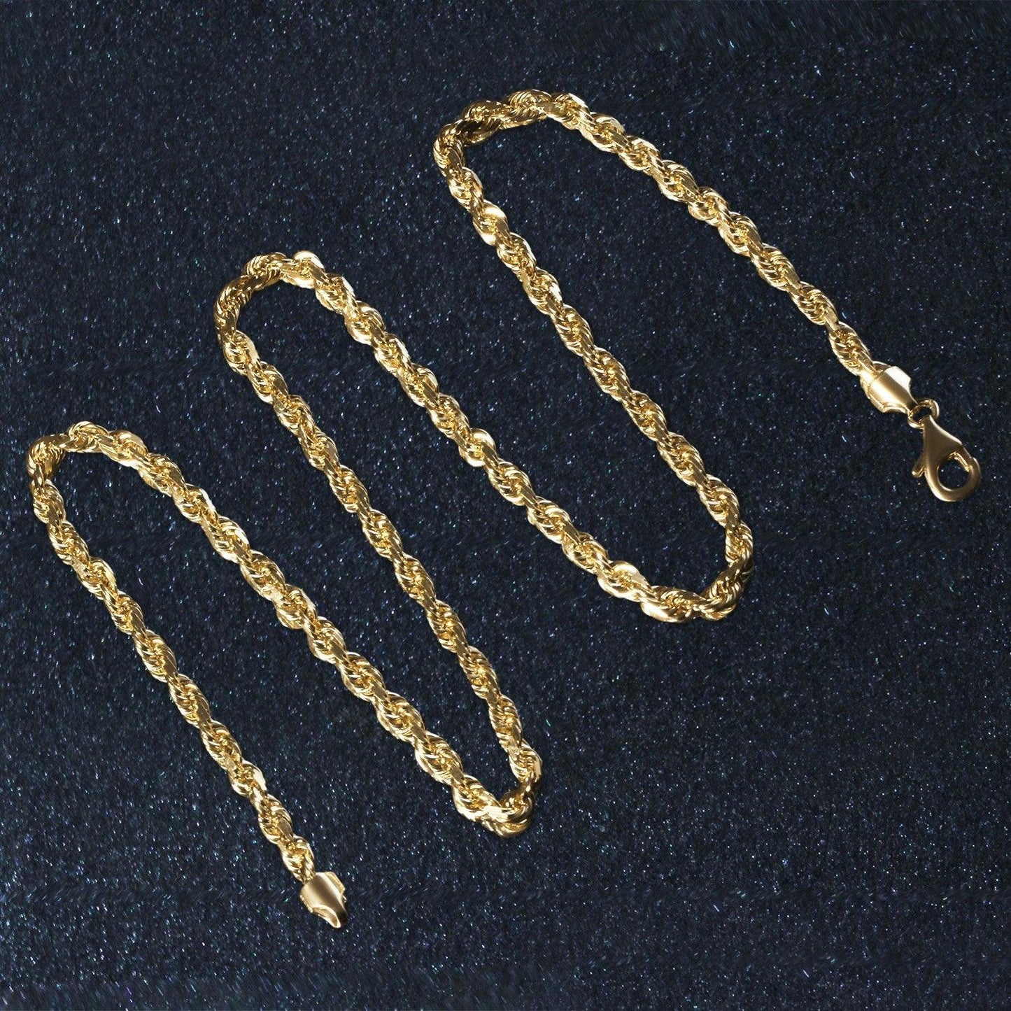 14k Yellow Gold Solid Diamond Cut Rope Chain (7.00 mm)