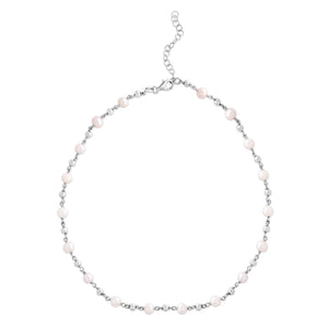 Sterling Silver Rhodium Plated Pearl Bead Bracelet