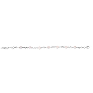 Sterling Silver Rhodium Plated Pearl Bead Bracelet