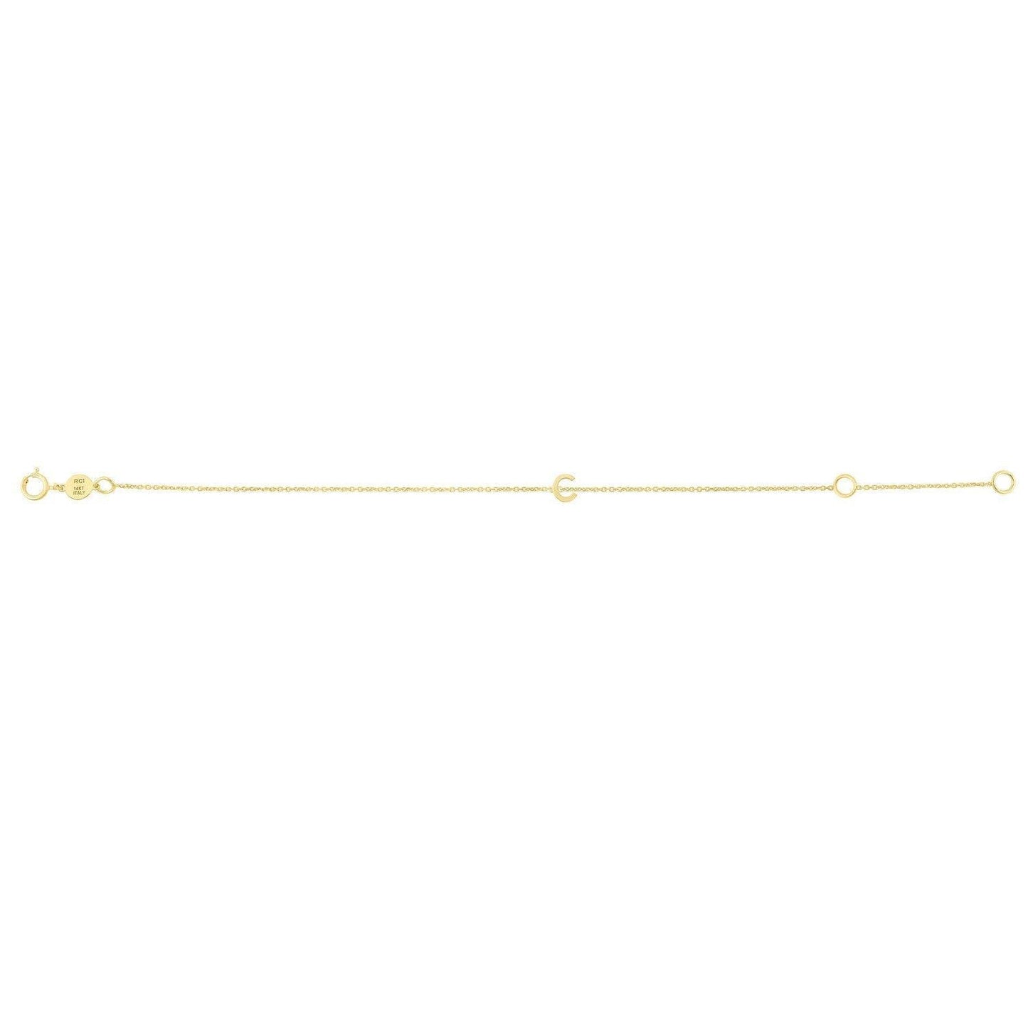 14K Yellow Gold Mini Initial C Bracelet