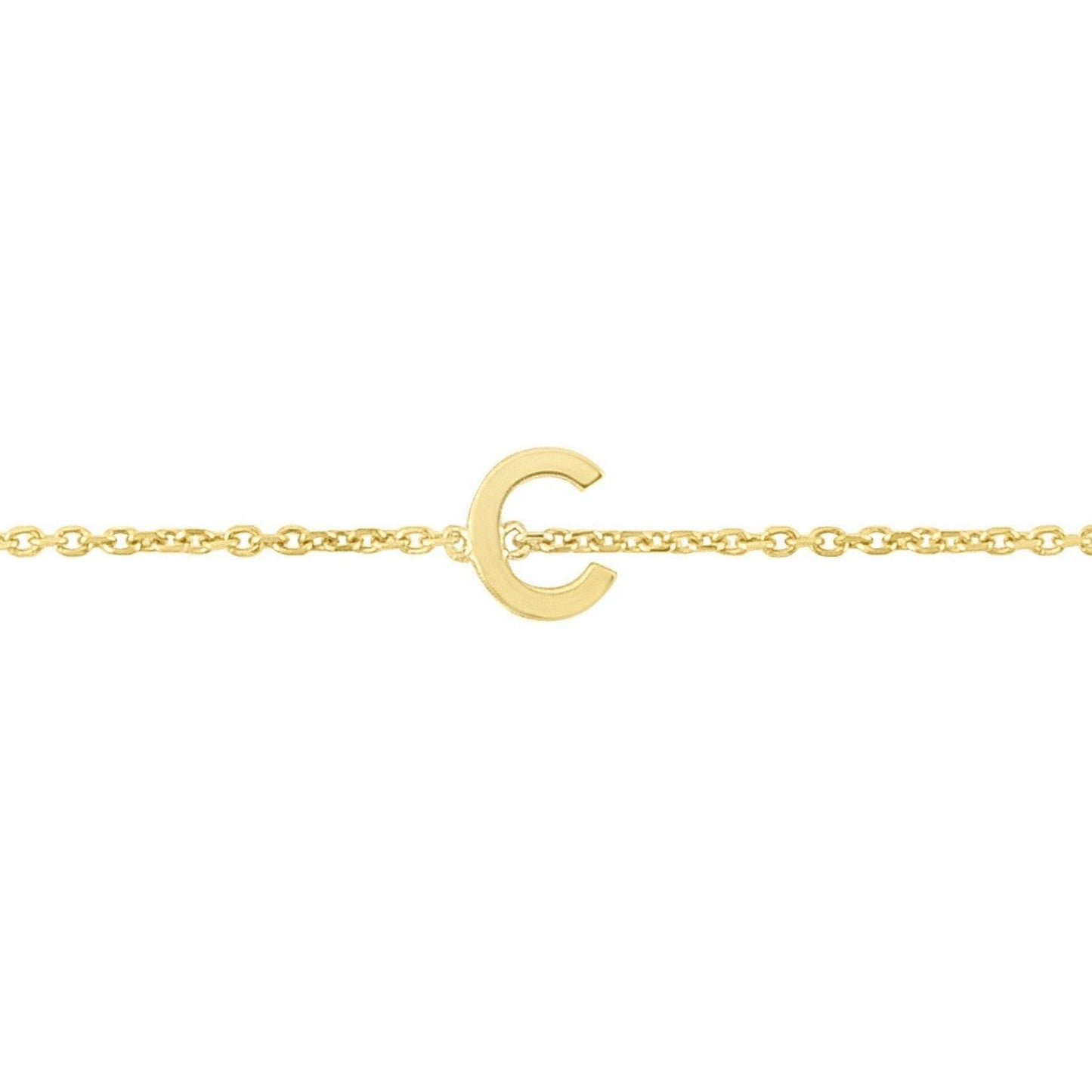 14K Yellow Gold Mini Initial C Bracelet