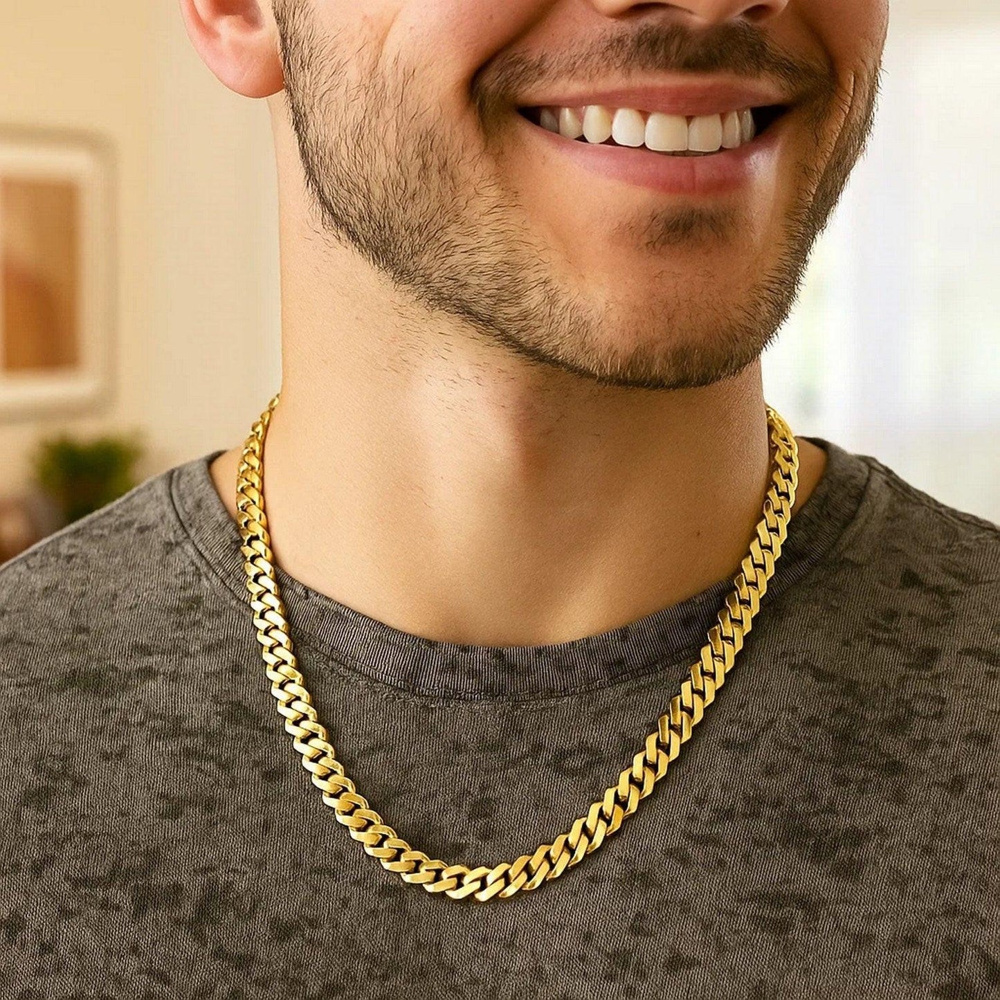 14k Yellow Gold High Polish Modern Lite Edge Chain (8.00 mm)