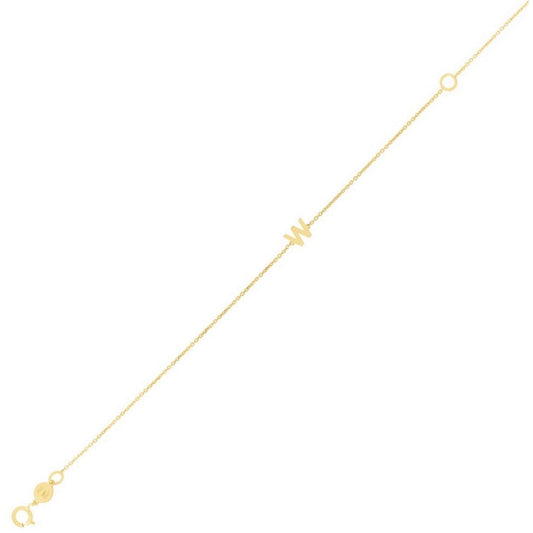 14K Yellow Gold Mini Initial W Bracelet