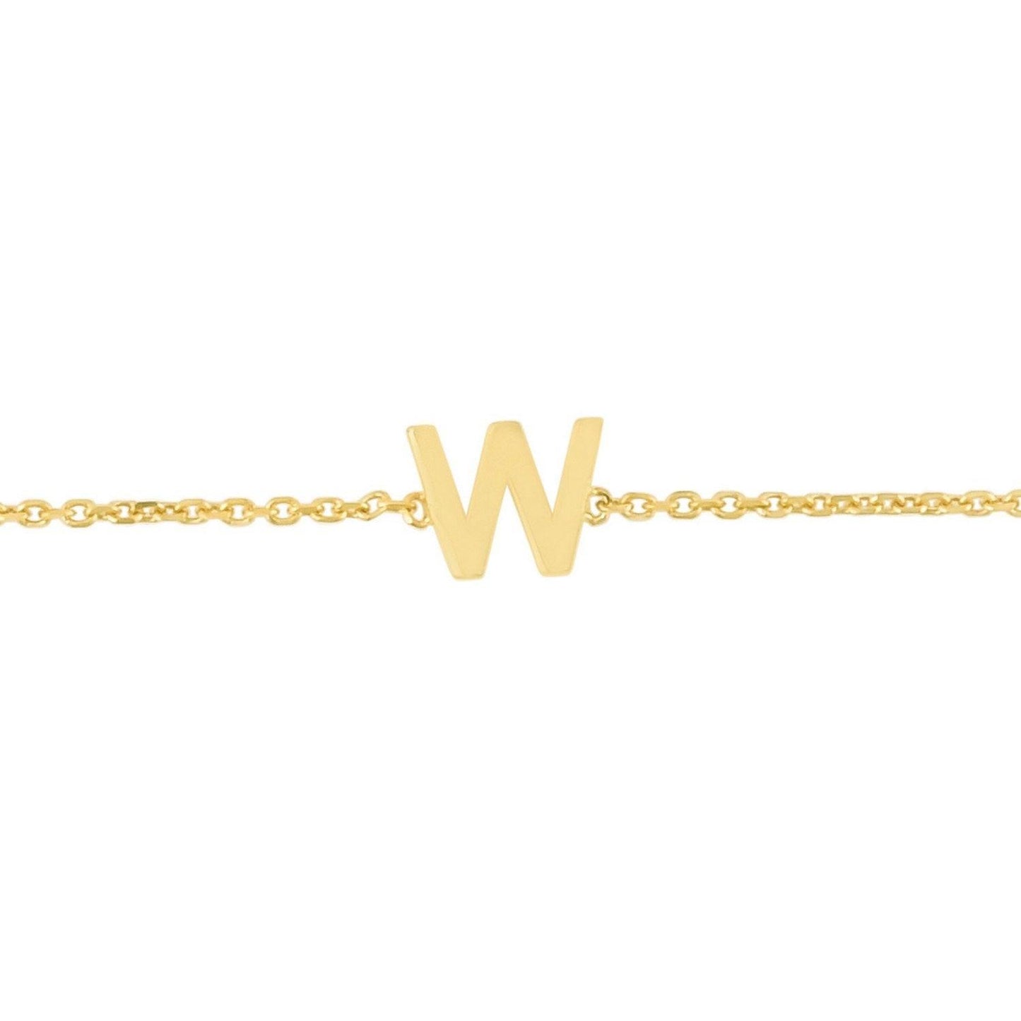 14K Yellow Gold Mini Initial W Bracelet