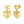 Sterling Silver Yellow Gold Plated Puffed Double Heart Drop Earrings