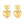 Sterling Silver Yellow Gold Plated Puffed Double Heart Drop Earrings