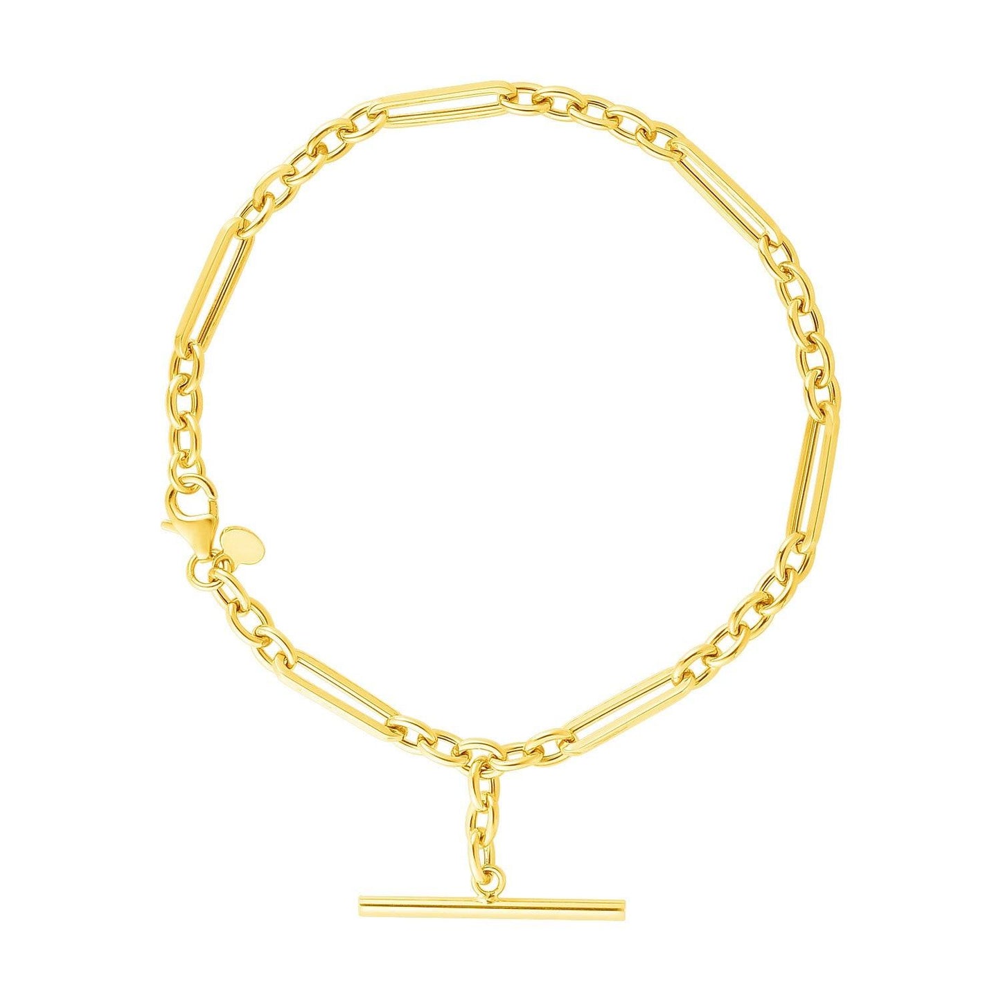 14k Yellow Gold Alternating Oval and Round Chain Bracelet with Toggle (3.90 mm)