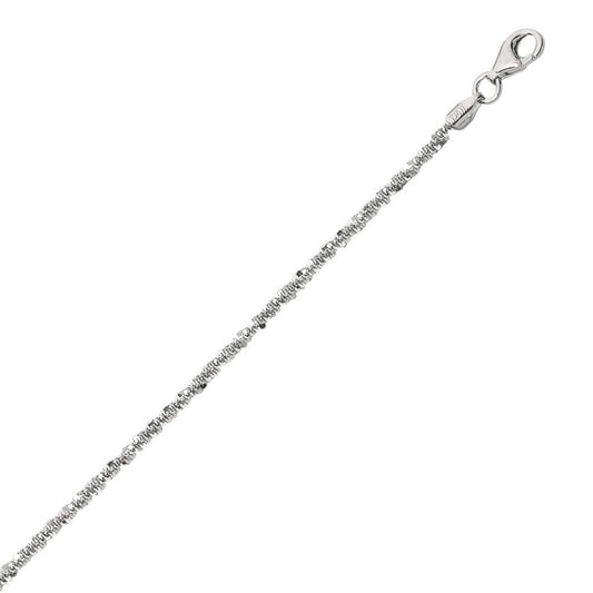 Sterling Silver Rhodium Plated Sparkle Anklet