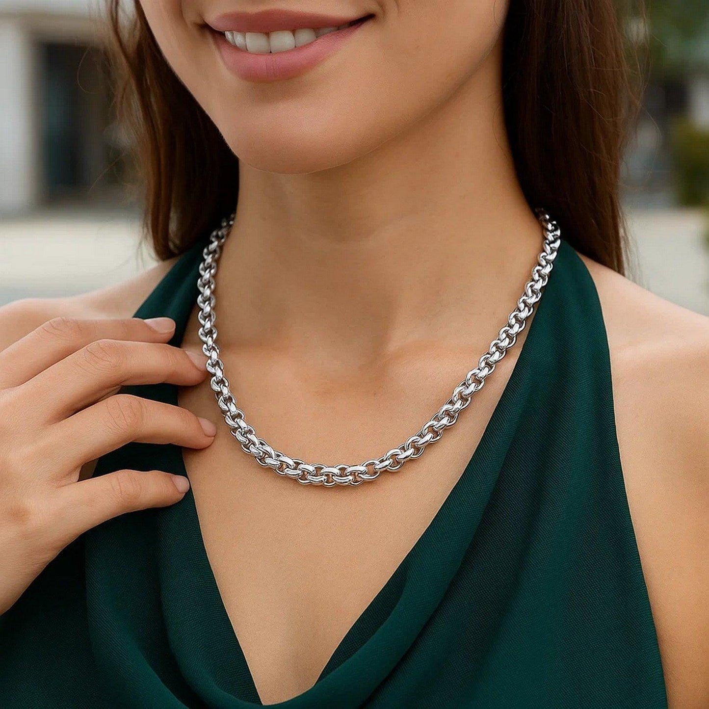 Sterling Silver Rolo Link Necklace