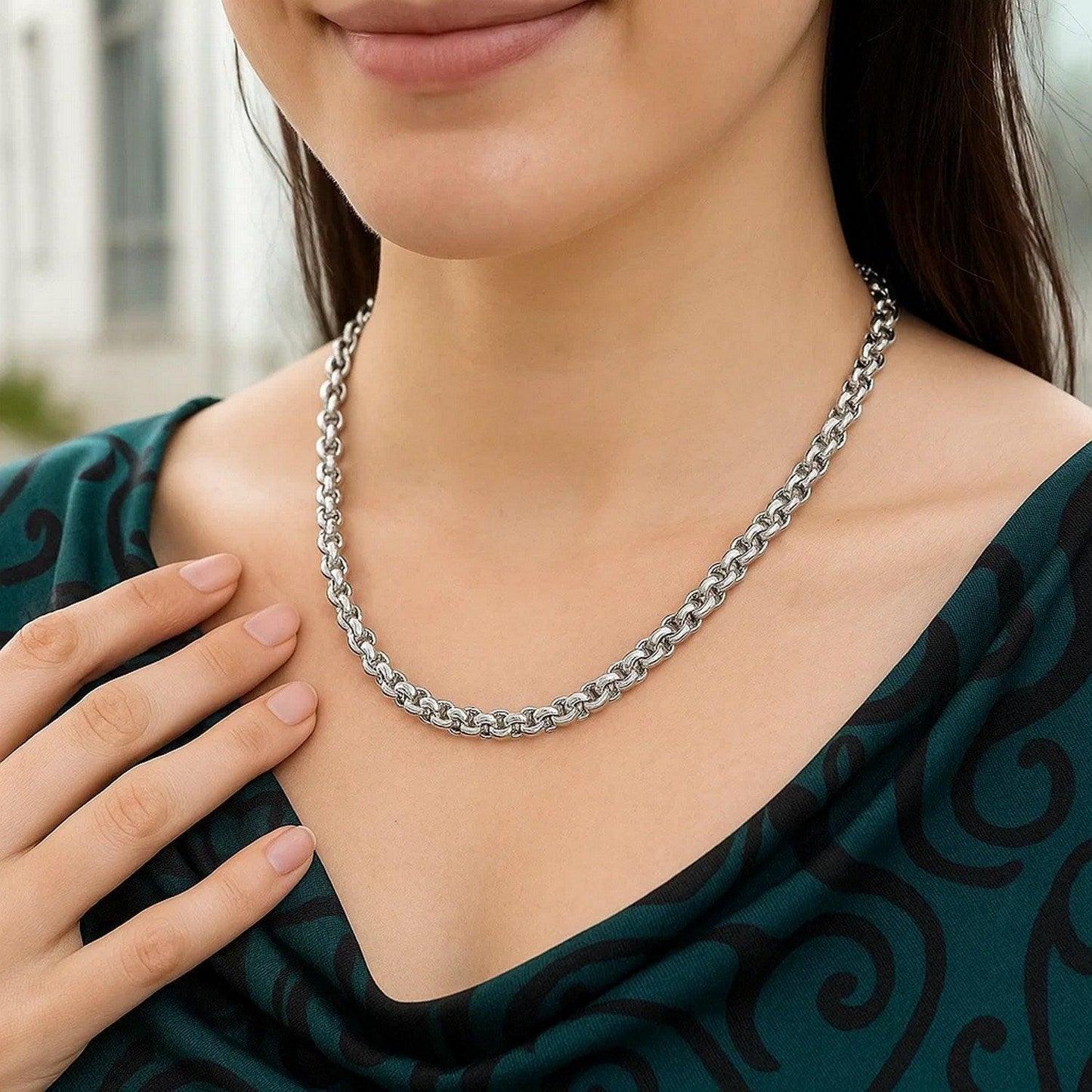 Sterling Silver Rolo Link Necklace