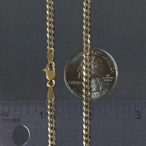 14k Two Tone Gold Pave Curb Chain (3.20 mm)