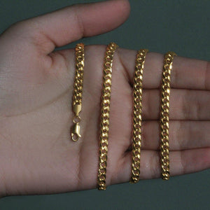14k Yellow Gold Miami Cuban Semi Solid Chain (4.50 mm)
