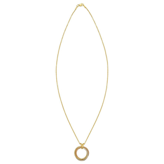 14K Tri Color Gold Interlocking Circle Pendant Necklace
