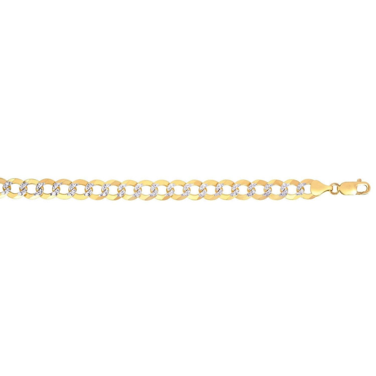 14k Two Tone Gold Pave Curb Bracelet (12.18 mm)