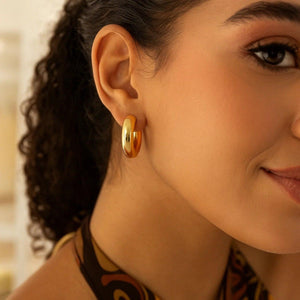 Sterling Silver Yellow Gold Plated Round Hoop Earrings