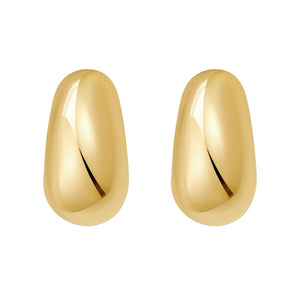 Sterling Silver Yellow Gold Plated Twisted Puff C Hoop Earrings
