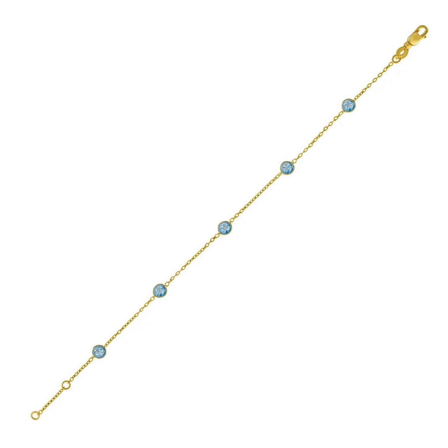 14K Yellow Gold Aqua Station Bracelet