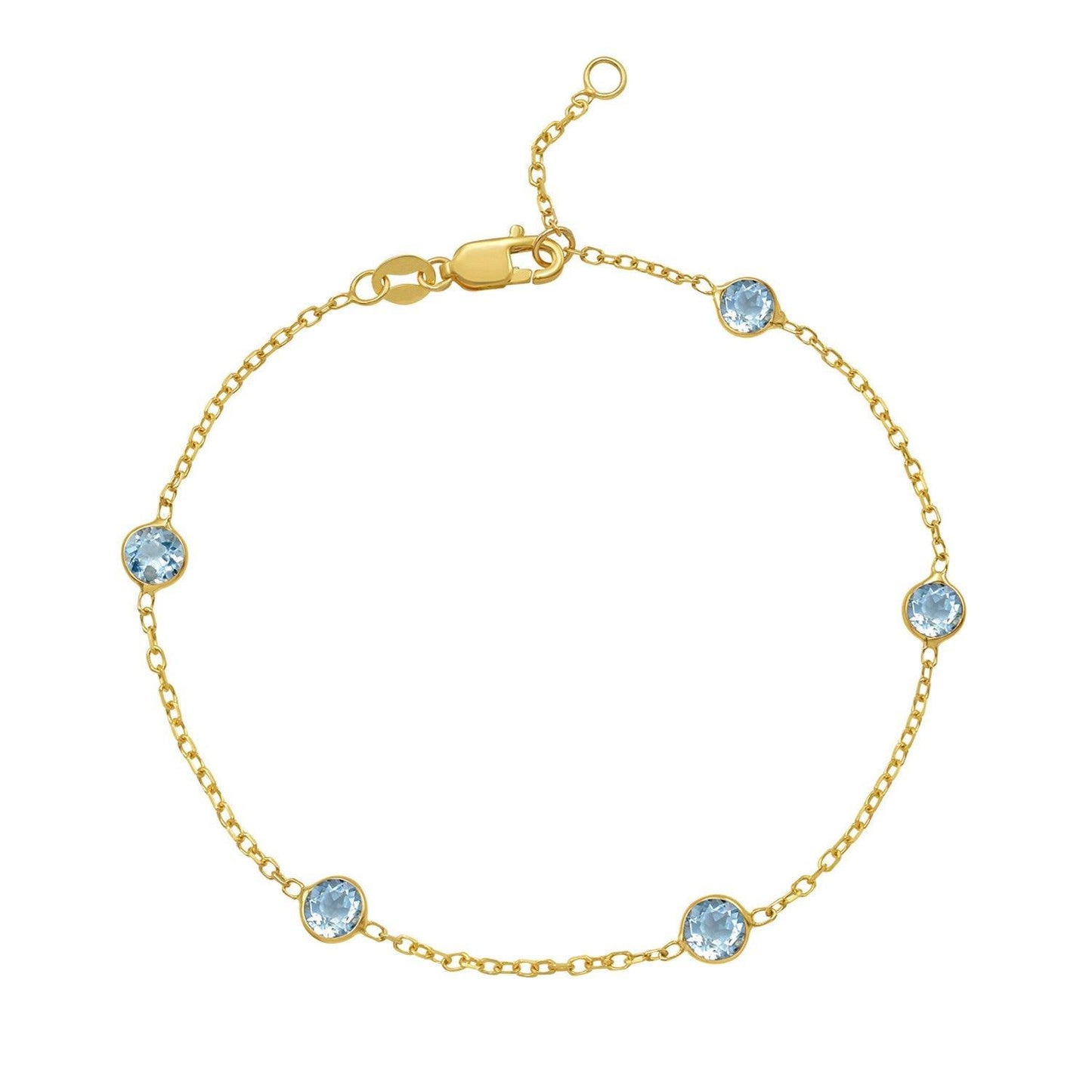 14K Yellow Gold Aqua Station Bracelet