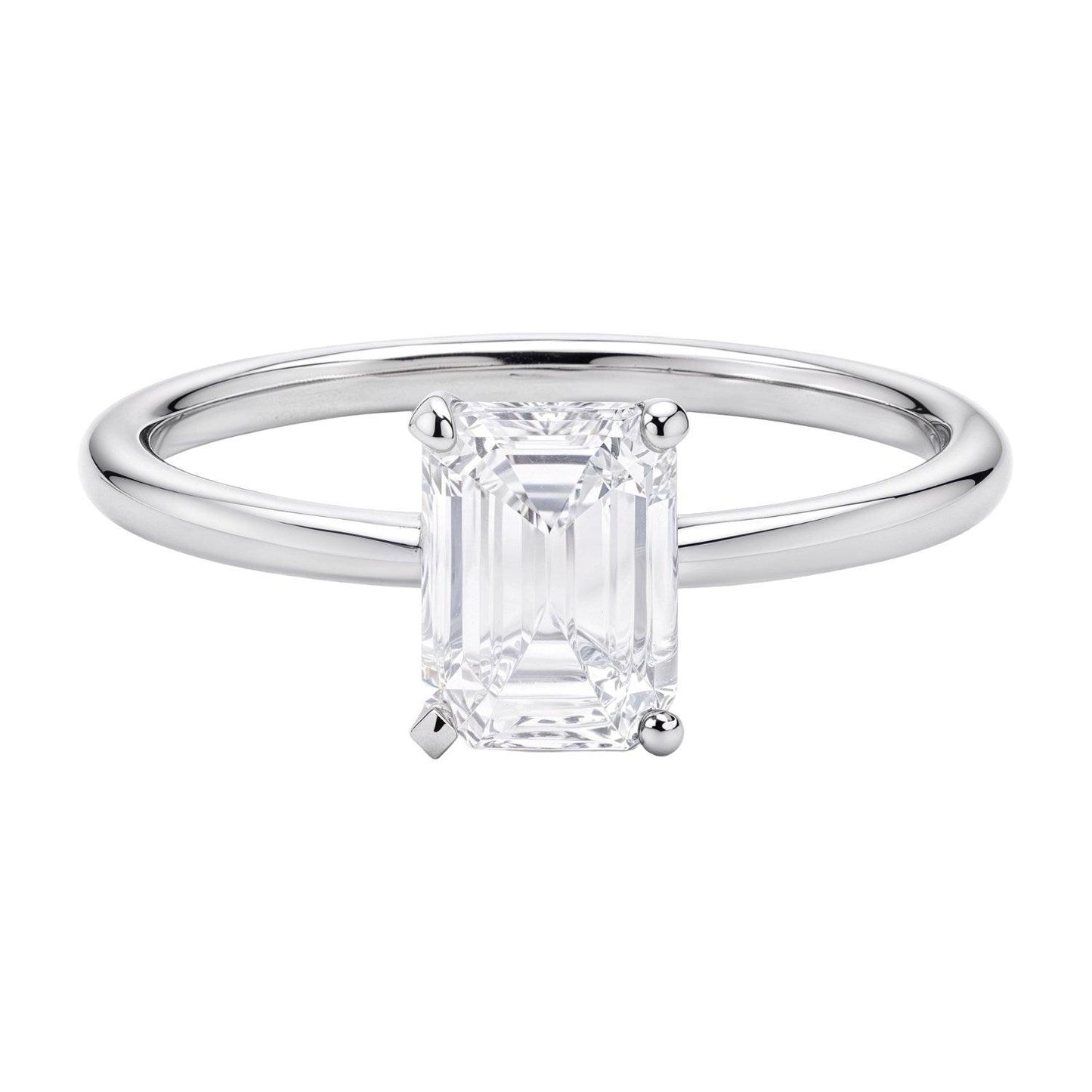 1 Carat Emerald Lab Grown IGI G/VS1 Diamond Solitaire Ring in 10K White Gold