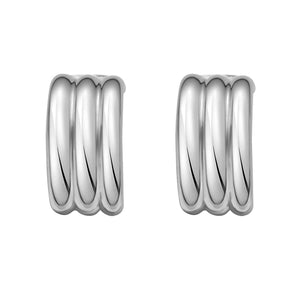 Sterling Silver Triple Row C Hoop Earrings