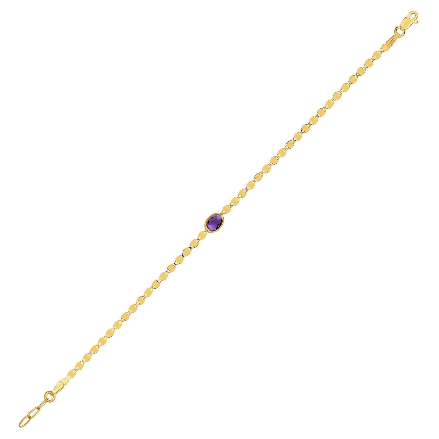 14K Yellow Gold Amethyst Mirrored Chain (2.20 mm)