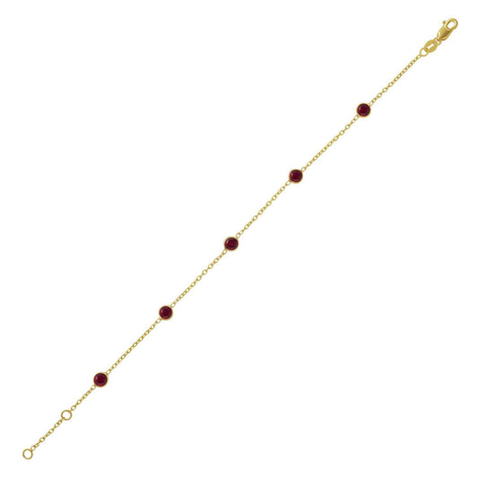 14K Yellow Gold Ruby Station Bracelet