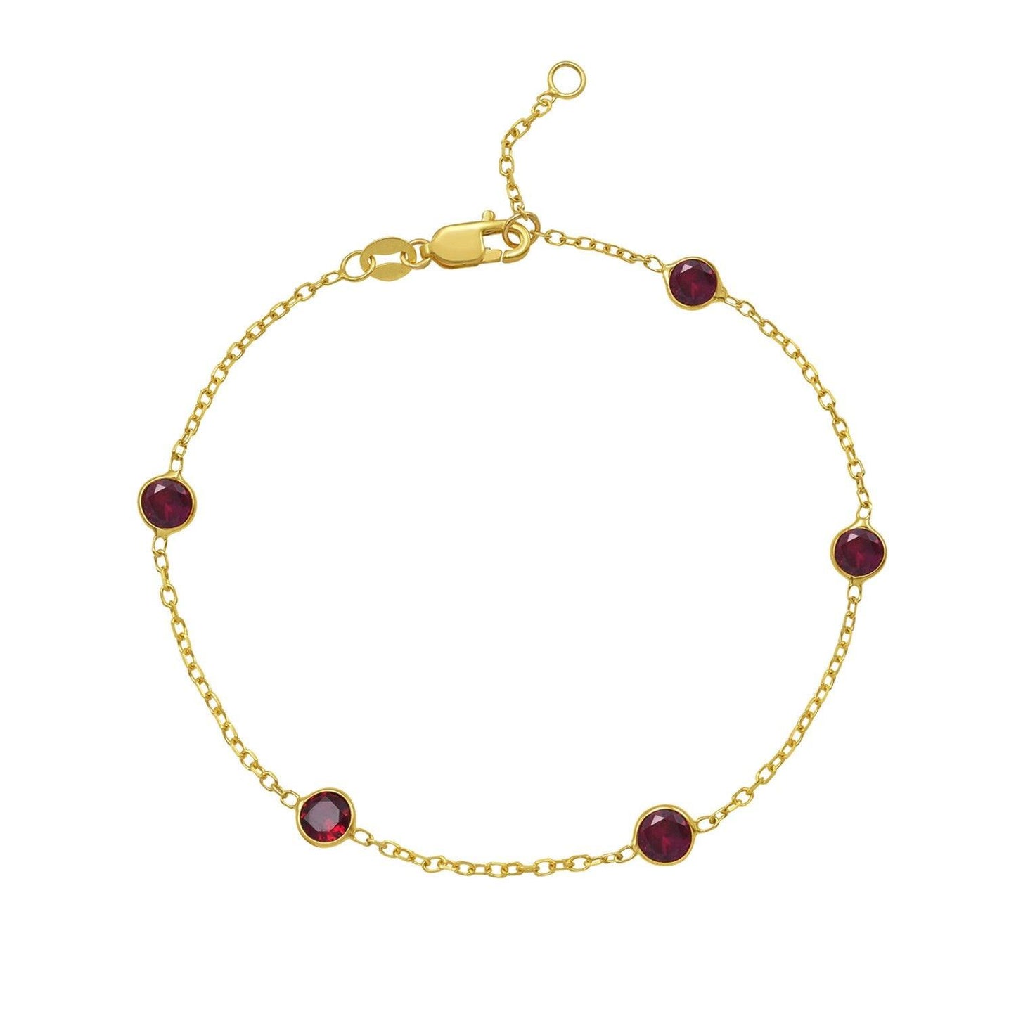 14K Yellow Gold Ruby Station Bracelet