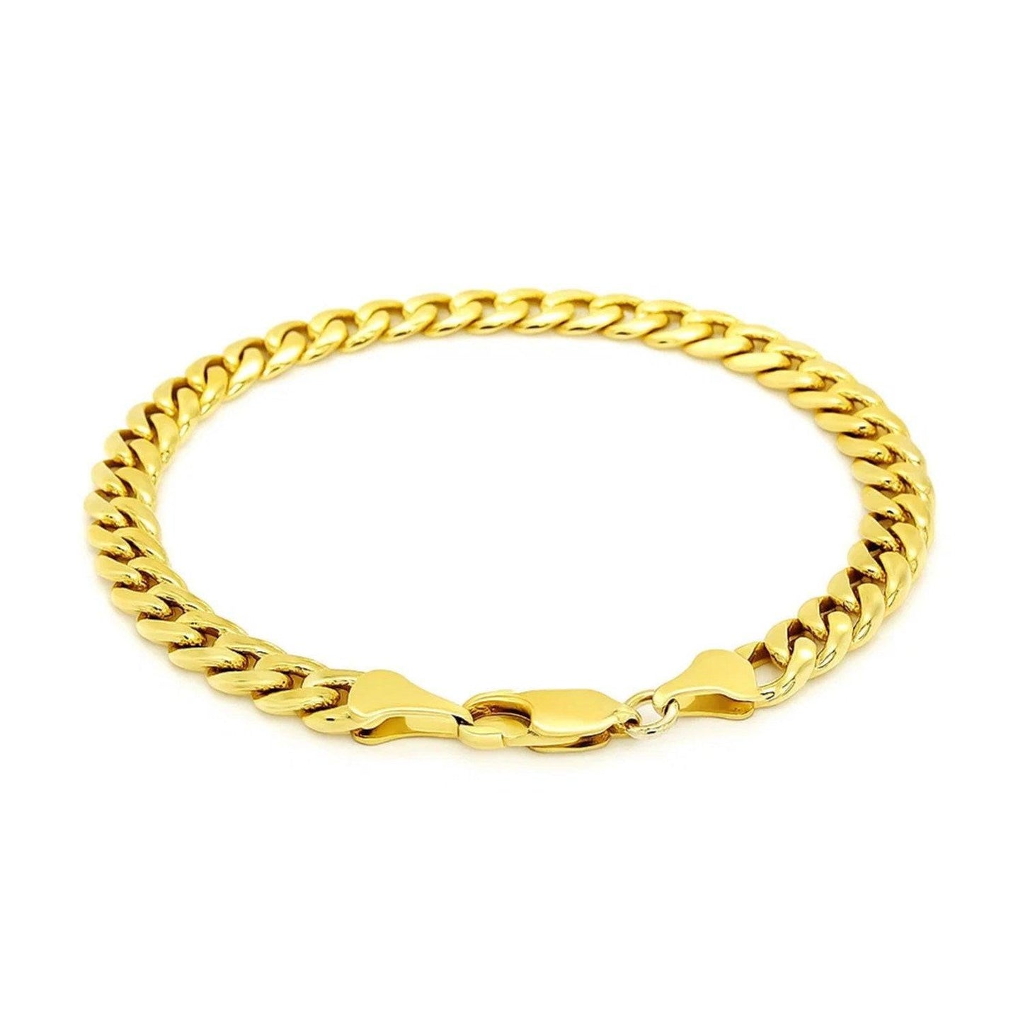 14k Yellow Gold Miami Cuban Semi Solid Bracelet (7.00 mm)