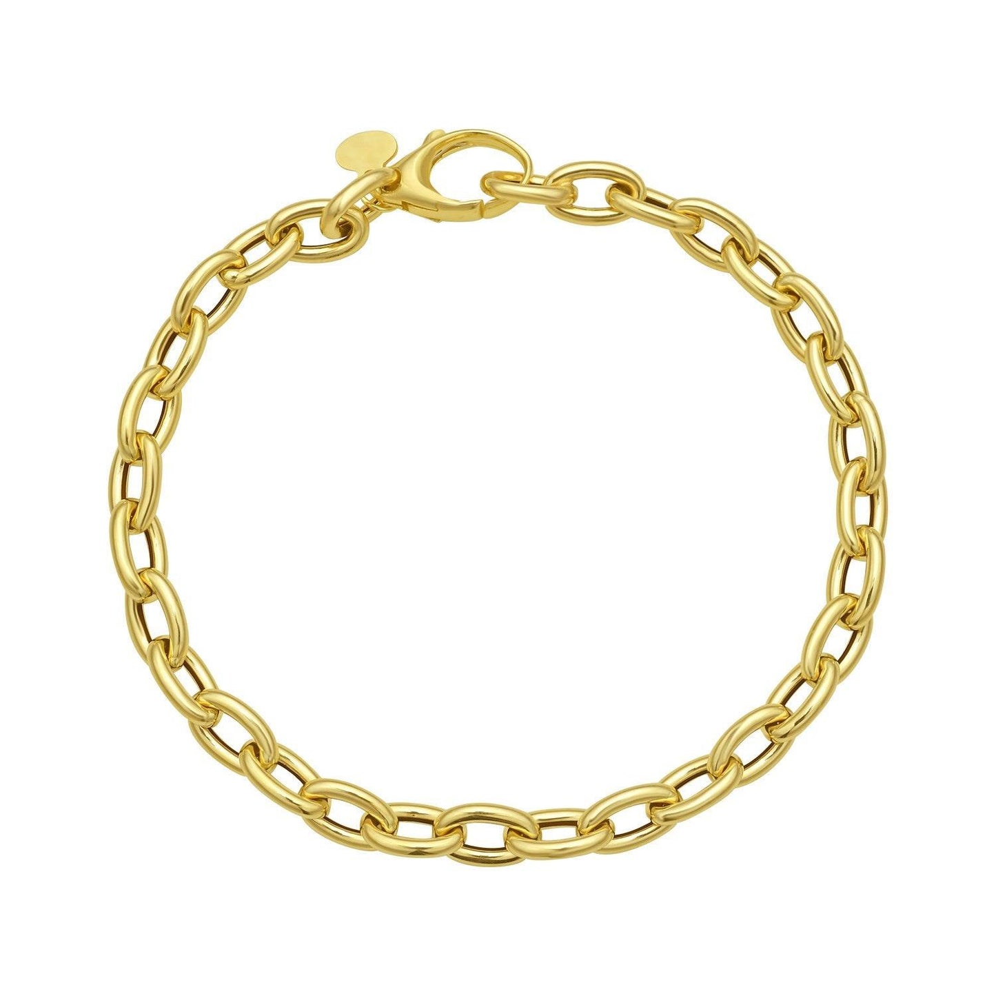 14K Yellow Gold Charm Lock Rolo Chain Bracelet (5.10 mm)