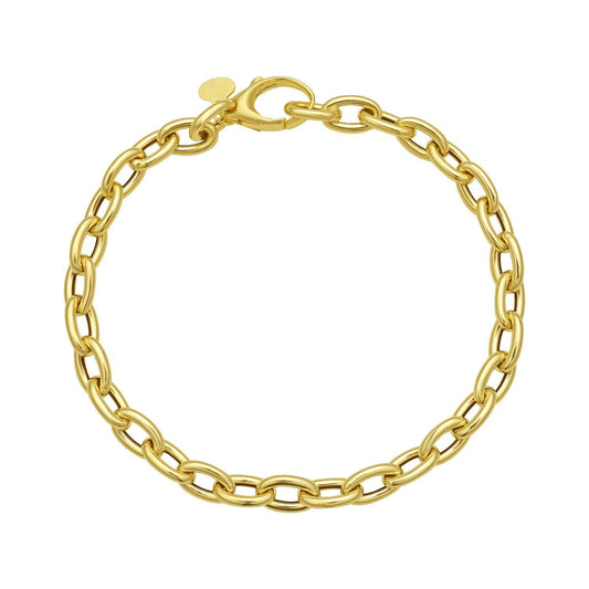 14K Yellow Gold Charm Lock Rolo Chain Bracelet (5.10 mm)