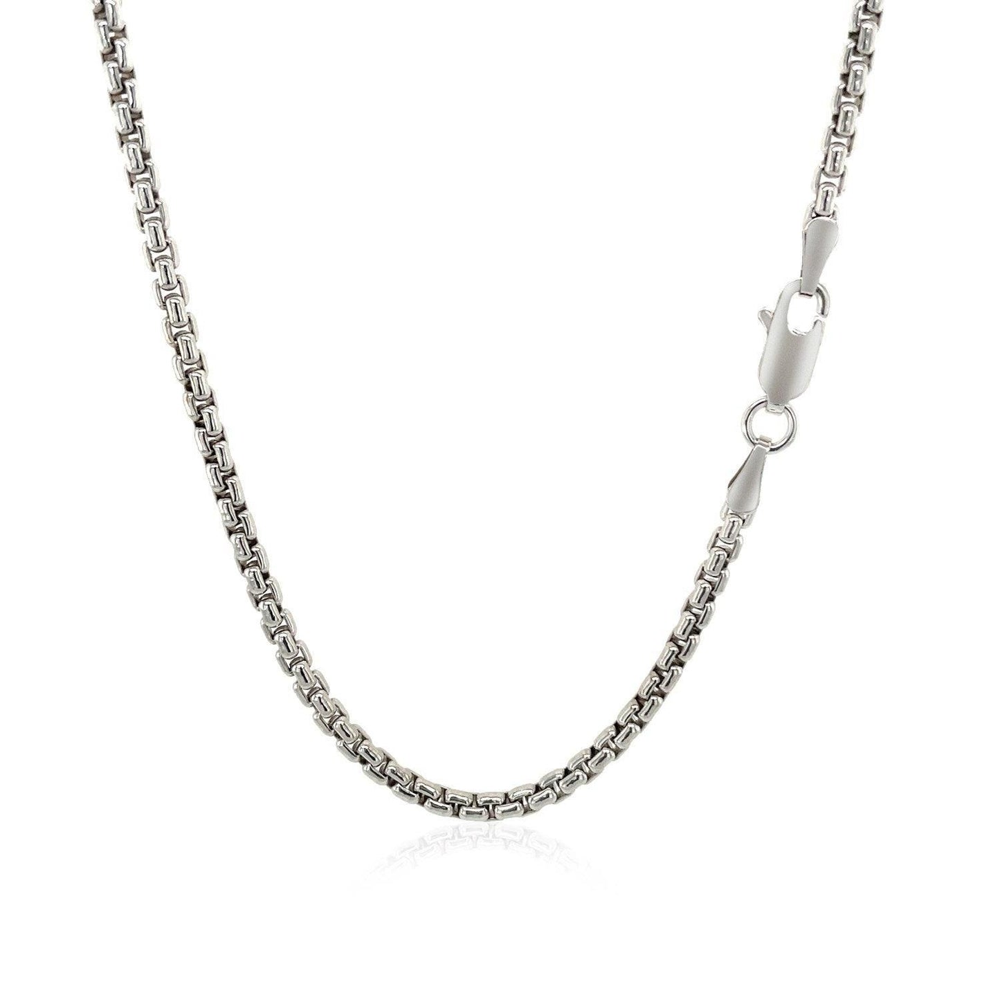 Sterling Silver Rhodium Plated Round Box Chain (1.30 mm)