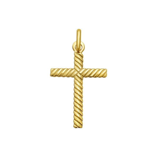 14K Yellow Gold Cable Cross Pendant