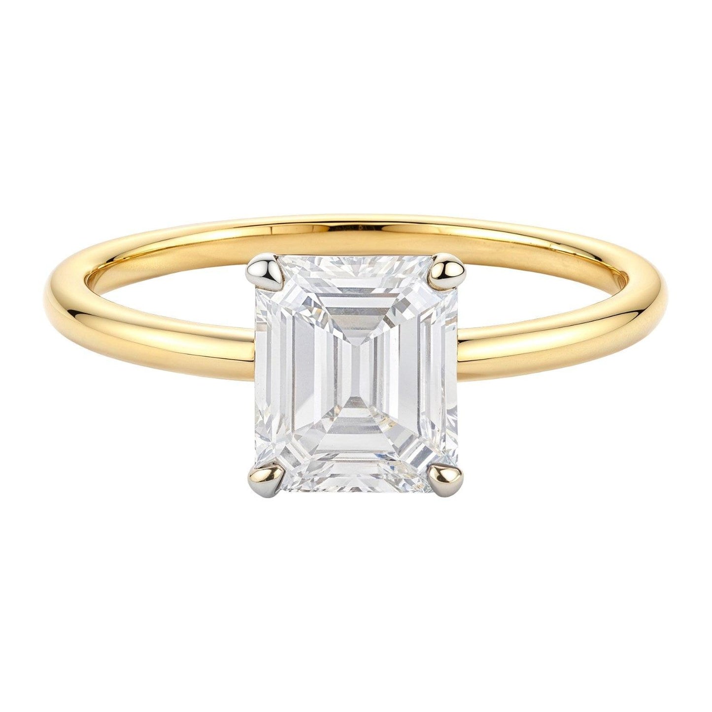 1 Carat Emerald Lab Grown IGI G/VS1 Diamond Solitaire Ring in 14K Yellow Gold