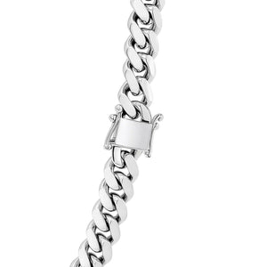 Sterling Silver Rhodium Plated Miami Cuban Chain (9.80 mm)
