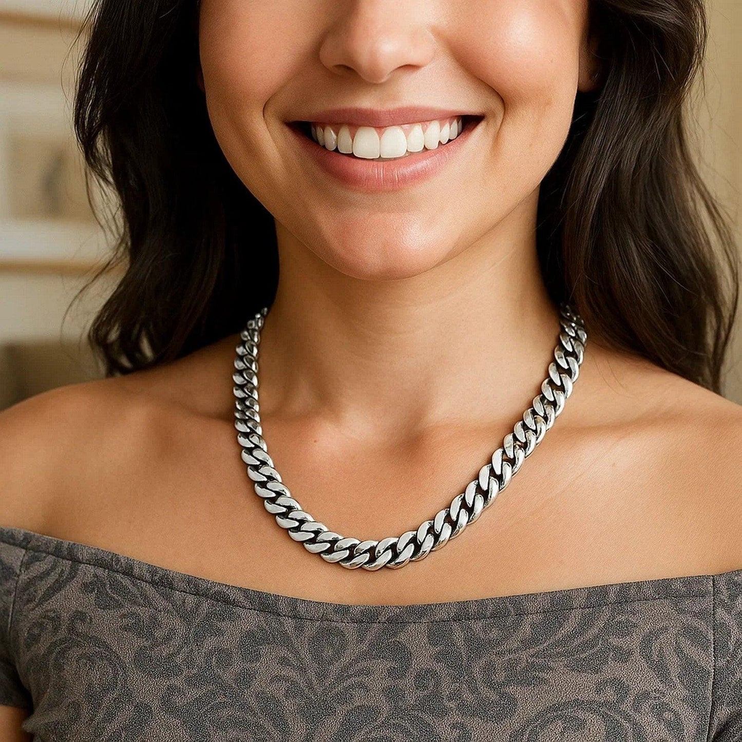 Sterling Silver Rhodium Plated Miami Cuban Chain (9.80 mm)