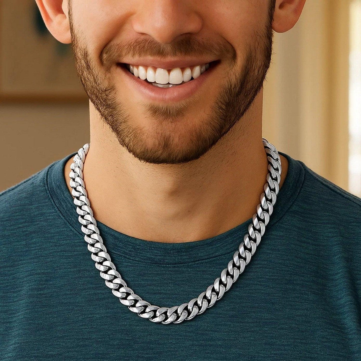 Sterling Silver Rhodium Plated Miami Cuban Chain (9.80 mm)