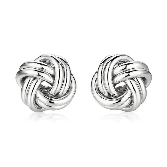 Sterling Silver Polished Two Strand Love Knot Earrings(13mm)