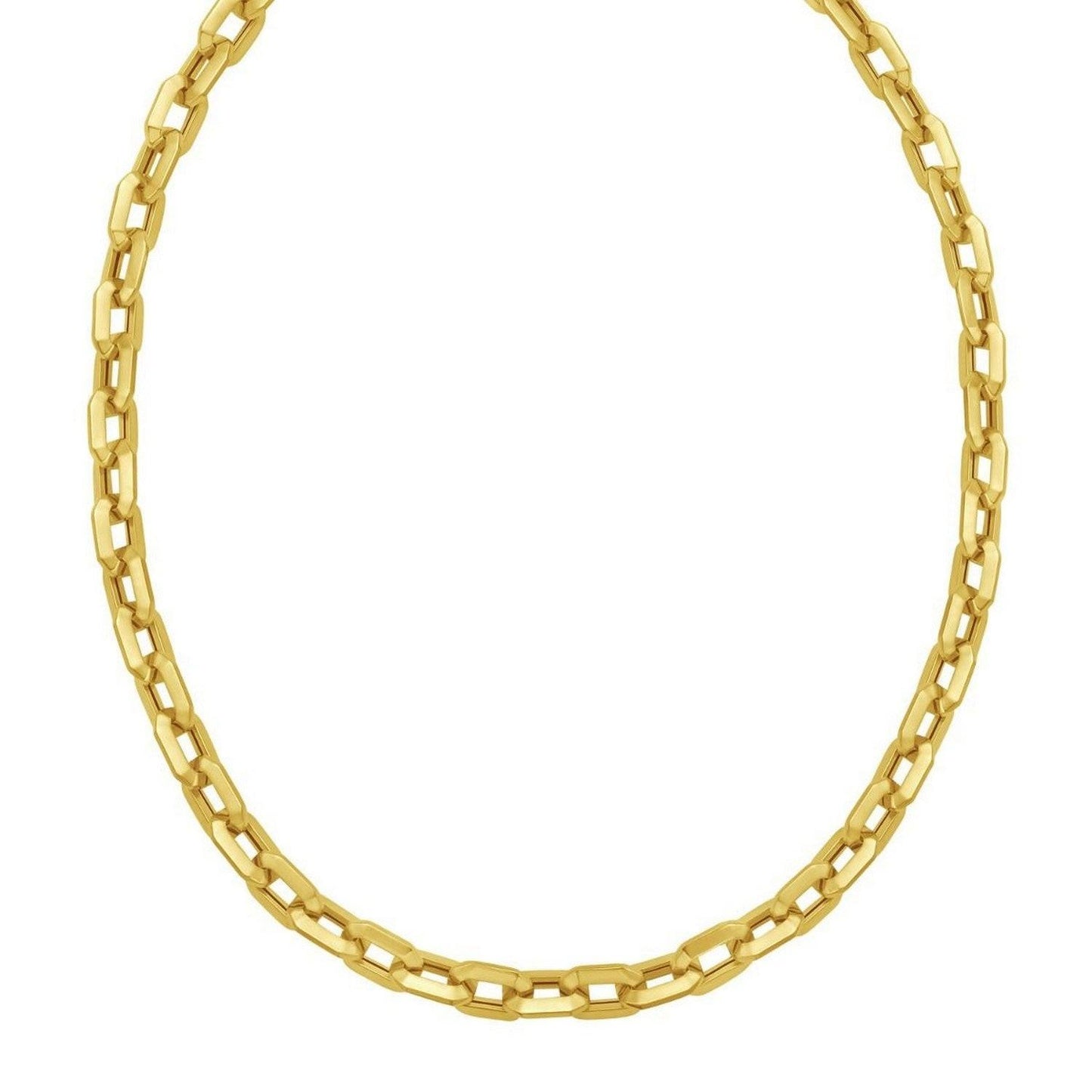 14K Yellow Gold Faceted Octagonal Link Chain Necklace (8.10 mm)