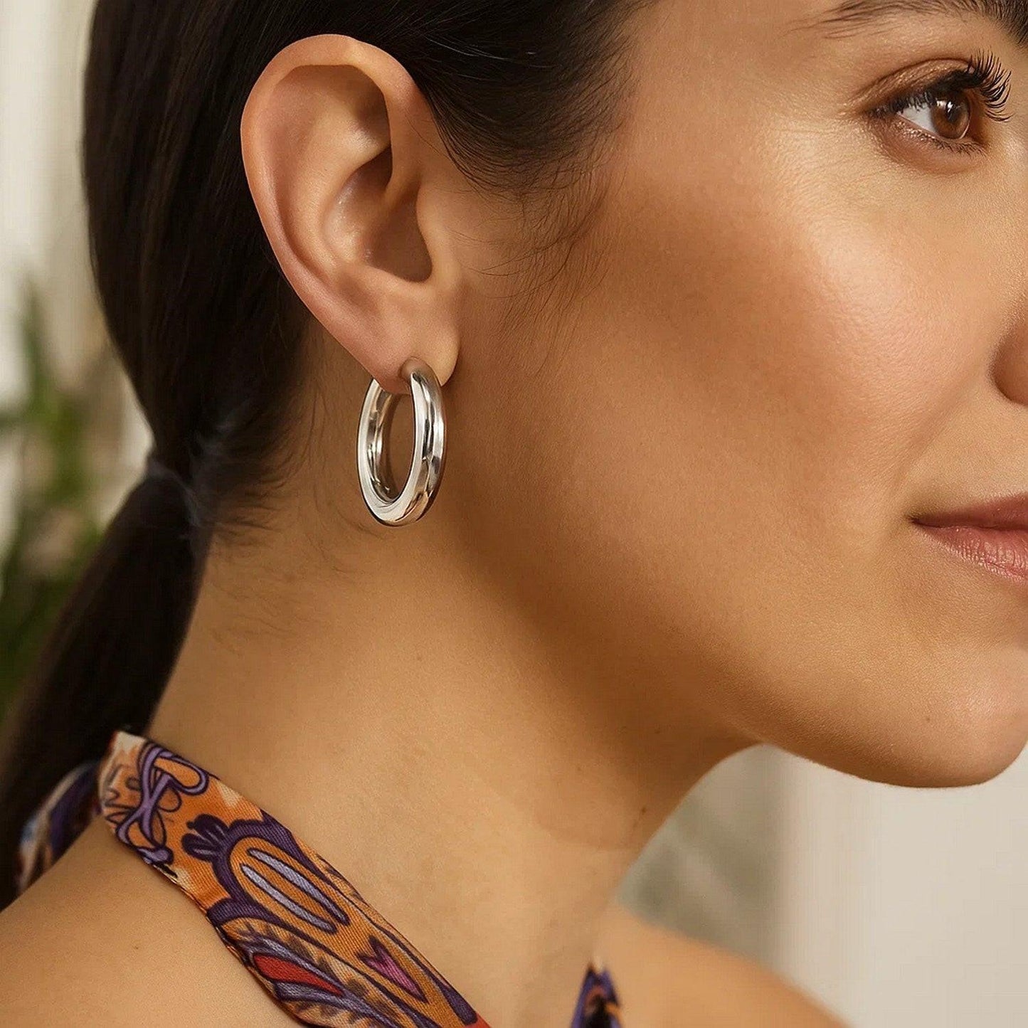 Sterling Silver Round Hoop Earrings