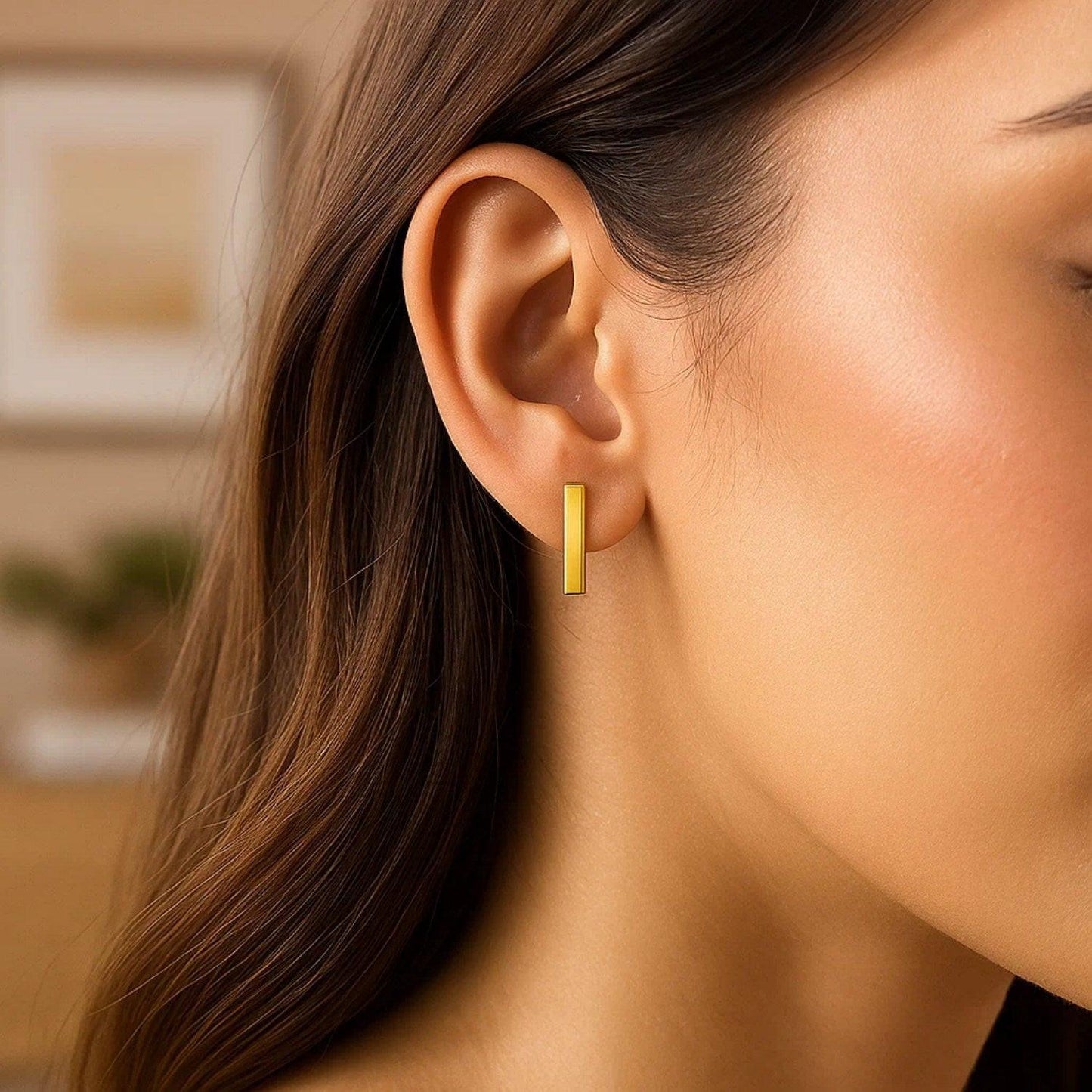 Bar Post Earrings in 14k Yellow Gold