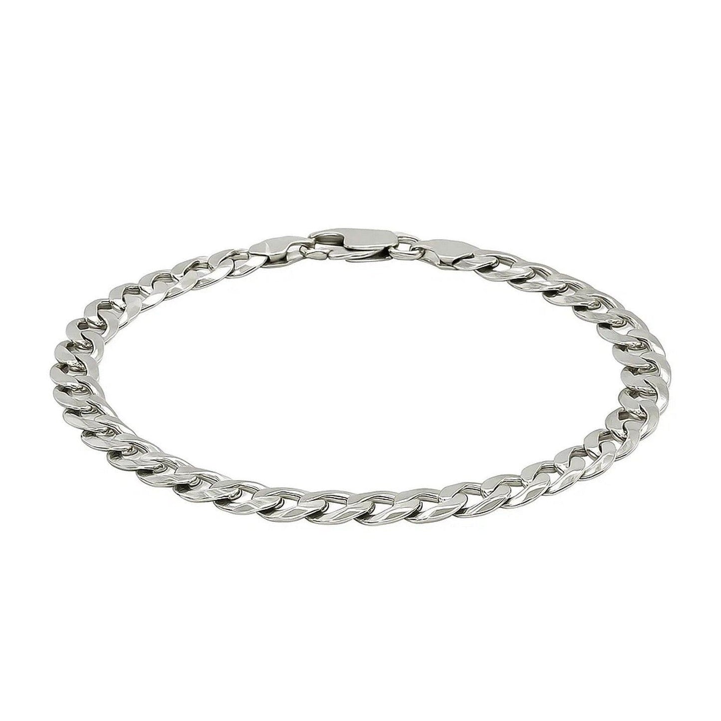 Rhodium Plated Sterling Silver Curb Style Bracelet (7.20 mm)
