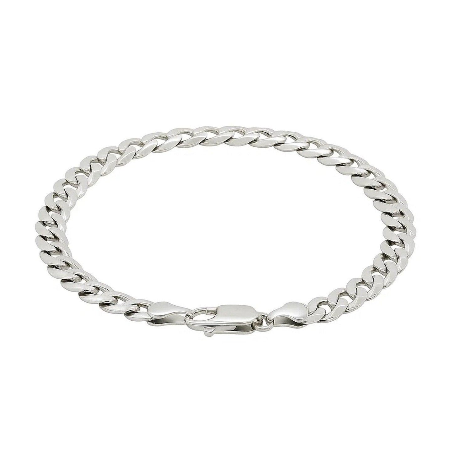 Rhodium Plated Sterling Silver Curb Style Bracelet (7.20 mm)