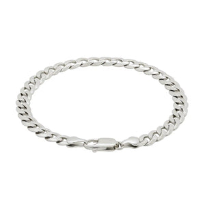 Rhodium Plated Sterling Silver Curb Style Bracelet (7.20 mm)