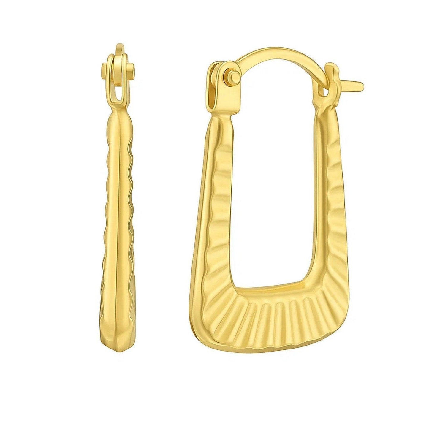 14K Yellow Gold Round Back to Back Hoop Earrings