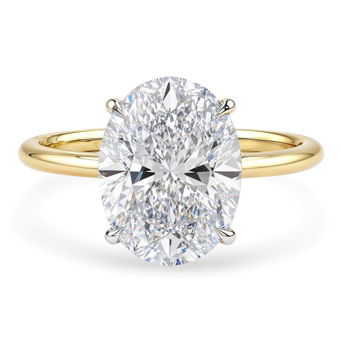 3 Carat Oval Lab Grown IGI G/VS1 Diamond Solitaire Ring in 14K Yellow Gold