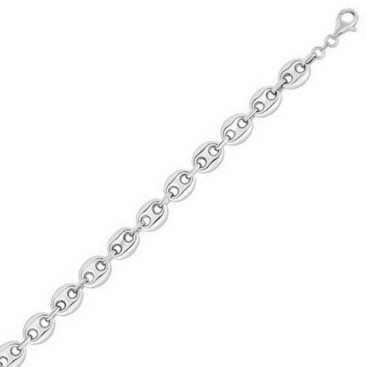 Sterling Silver Rhodium Plated Puffed Mariner Chain (9.20 mm)