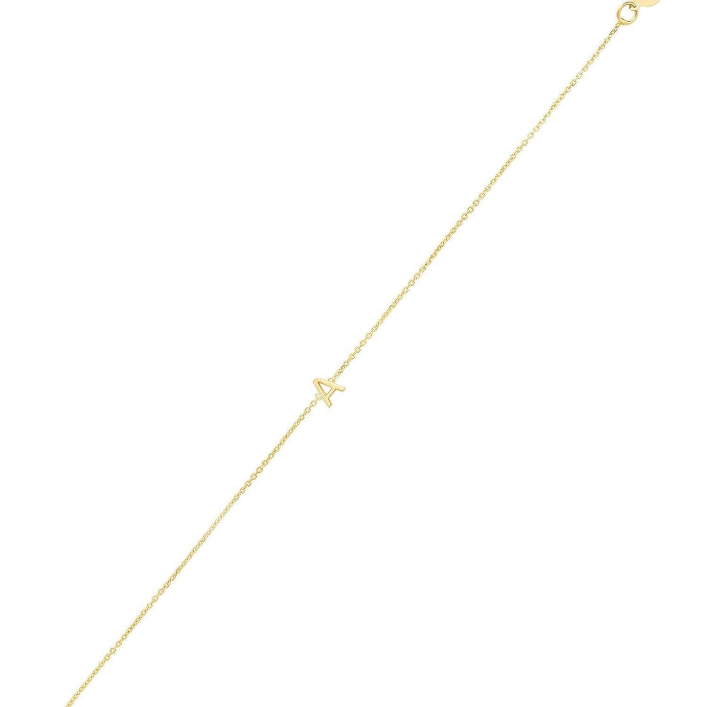 14K Yellow Gold Mini Initial A Bracelet