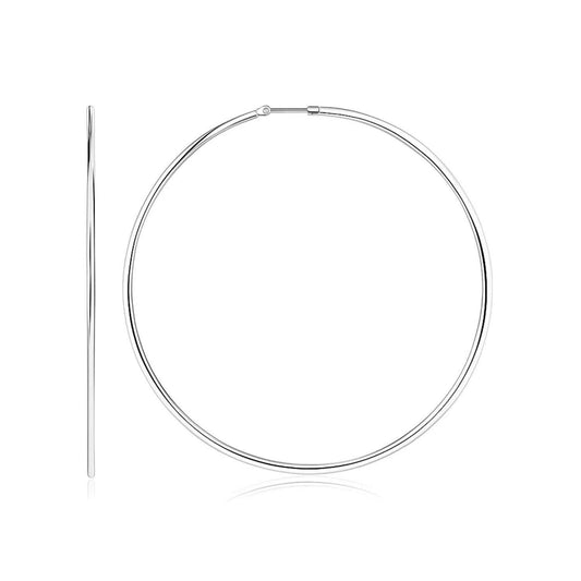 Sterling Silver Large Polished Round Hoop Earrings(60mm)