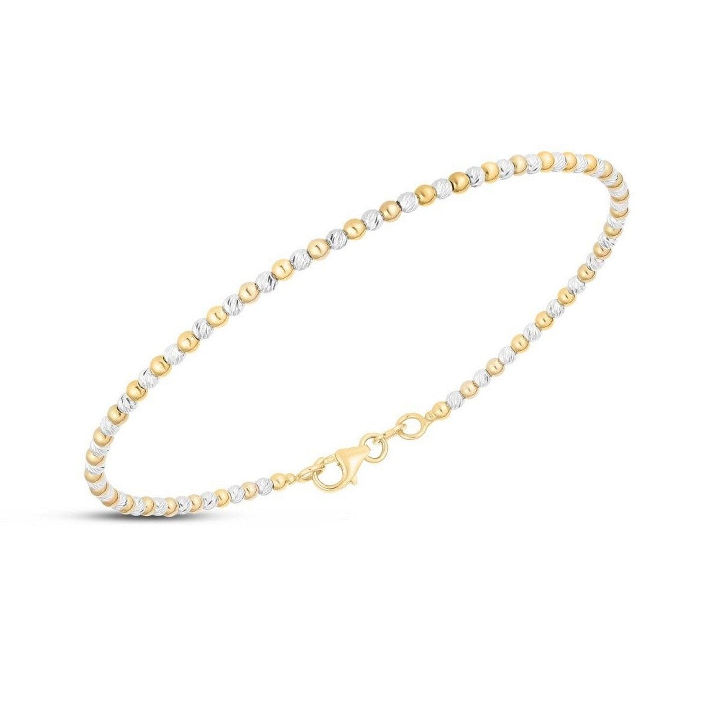 14K Two Tone Gold Pallina Bead Bracelet (2.10 mm)